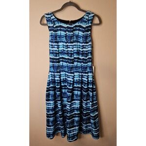 Calvin Klein Dress 6 Blue Striped Box Pleats Coastal Pockets Nautical  Career